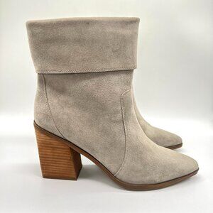 Blondo Womens Size 10 Sinner Gray Oatmeal Suede Leather Block Heel Ankle Boots